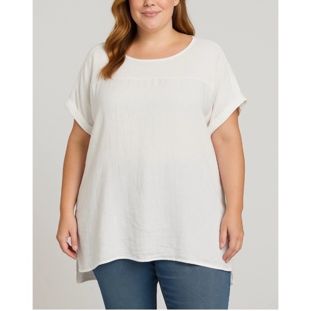 Bellambra Italian Linen Top‎ Women 2X White 100% Linen Beachy Coastal Breathable